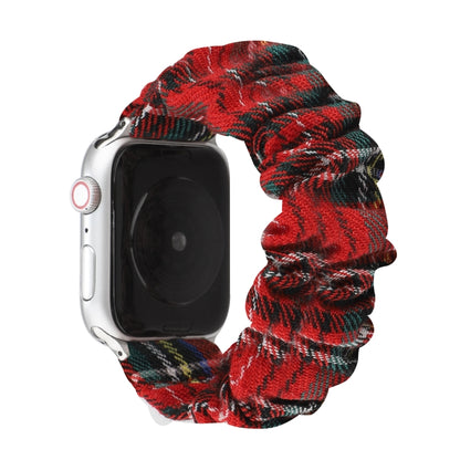 Checked Hair Tie Watch Band For Apple Watch Ultra 49mm&Watch Ultra 2 49mm / Series 9&8&7 45mm / SE 3&SE 2&6&SE&5&4 44mm / 3&2&1 42mm(Red) by bashfashion