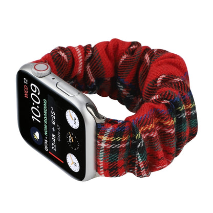 Checked Hair Tie Watch Band For Apple Watch Ultra 49mm&Watch Ultra 2 49mm / Series 9&8&7 45mm / SE 3&SE 2&6&SE&5&4 44mm / 3&2&1 42mm(Red) by bashfashion