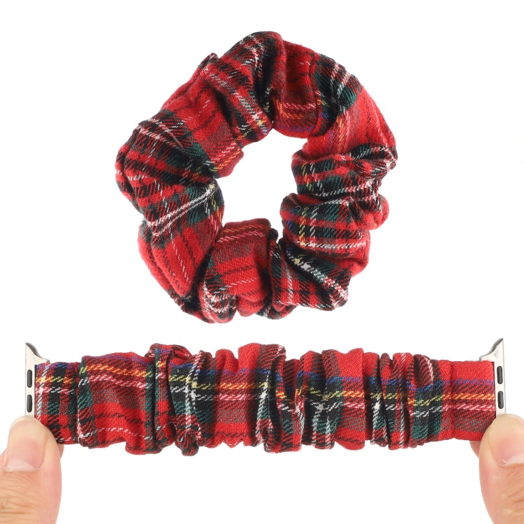 Checked Hair Tie Watch Band For Apple Watch Ultra 49mm&Watch Ultra 2 49mm / Series 9&8&7 45mm / SE 3&SE 2&6&SE&5&4 44mm / 3&2&1 42mm(Red) by bashfashion