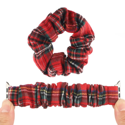 Checked Hair Tie Watch Band For Apple Watch Ultra 49mm&Watch Ultra 2 49mm / Series 9&8&7 45mm / SE 3&SE 2&6&SE&5&4 44mm / 3&2&1 42mm(Red) by bashfashion