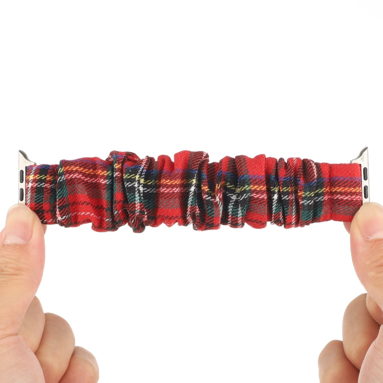 Checked Hair Tie Watch Band For Apple Watch Ultra 49mm&Watch Ultra 2 49mm / Series 9&8&7 45mm / SE 3&SE 2&6&SE&5&4 44mm / 3&2&1 42mm(Red) by bashfashion