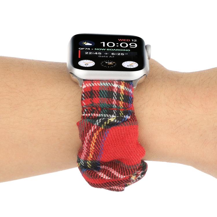 Checked Hair Tie Watch Band For Apple Watch Ultra 49mm&Watch Ultra 2 49mm / Series 9&8&7 45mm / SE 3&SE 2&6&SE&5&4 44mm / 3&2&1 42mm(Red) by bashfashion