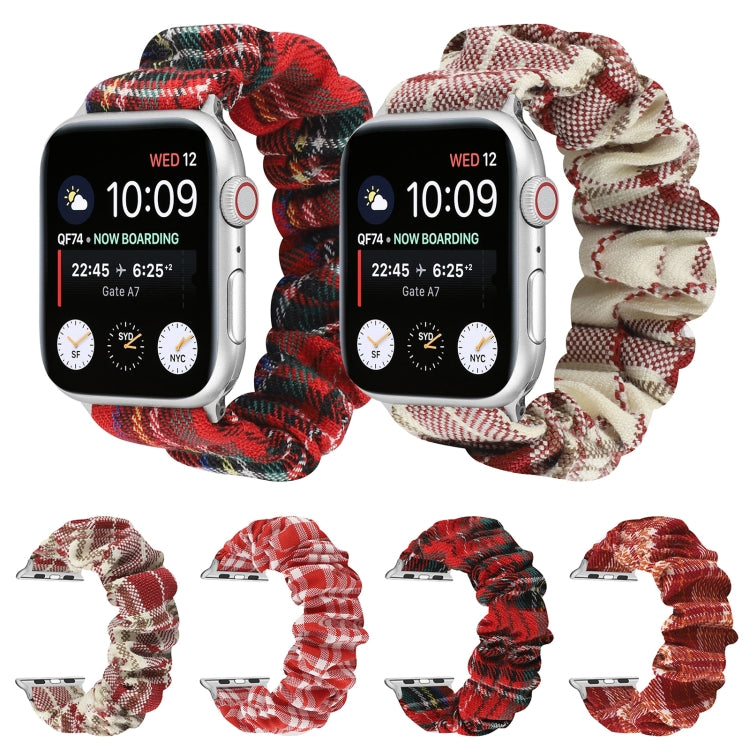 Checked Hair Tie Watch Band For Apple Watch Ultra 49mm&Watch Ultra 2 49mm / Series 9&8&7 45mm / SE 3&SE 2&6&SE&5&4 44mm / 3&2&1 42mm(Red) by bashfashion
