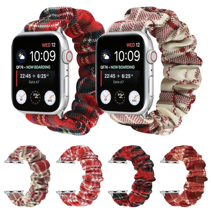 Checked Hair Tie Watch Band For Apple Watch Ultra 49mm&Watch Ultra 2 49mm / Series 9&8&7 45mm / SE 3&SE 2&6&SE&5&4 44mm / 3&2&1 42mm(Red) by bashfashion