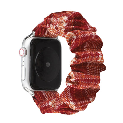 Checked Hair Tie Watch Band For Apple Watch Series 9&8&7 41mm / SE 3&SE 2&6&SE&5&4 40mm / 3&2&1 38mm(Orange) by bashfashion