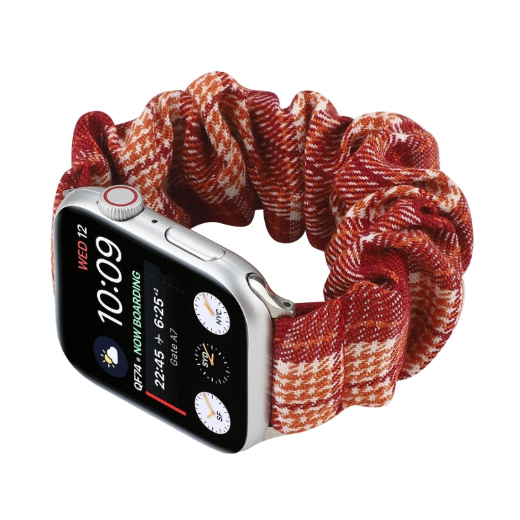 Checked Hair Tie Watch Band For Apple Watch Series 9&8&7 41mm / SE 3&SE 2&6&SE&5&4 40mm / 3&2&1 38mm(Orange) by bashfashion