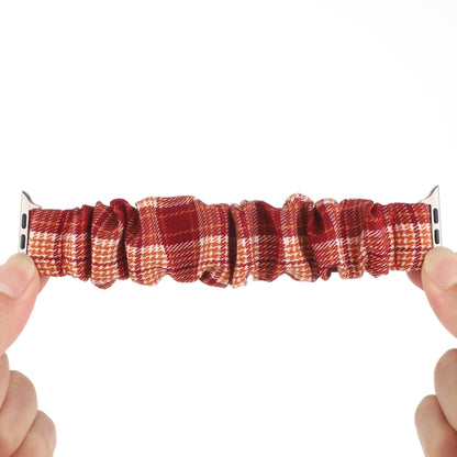 Checked Hair Tie Watch Band For Apple Watch Series 9&8&7 41mm / SE 3&SE 2&6&SE&5&4 40mm / 3&2&1 38mm(Orange) by bashfashion