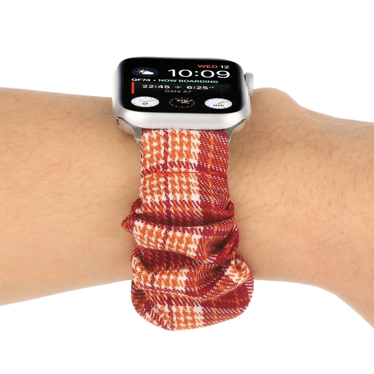 Checked Hair Tie Watch Band For Apple Watch Series 9&8&7 41mm / SE 3&SE 2&6&SE&5&4 40mm / 3&2&1 38mm(Orange) by bashfashion