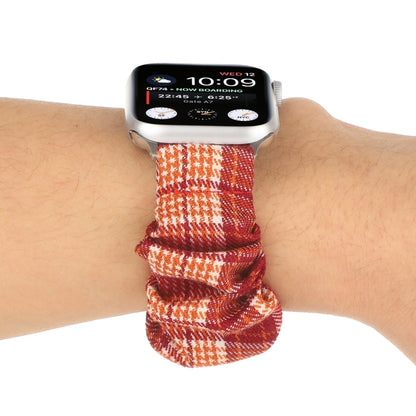 Checked Hair Tie Watch Band For Apple Watch Series 9&8&7 41mm / SE 3&SE 2&6&SE&5&4 40mm / 3&2&1 38mm(Orange) by bashfashion