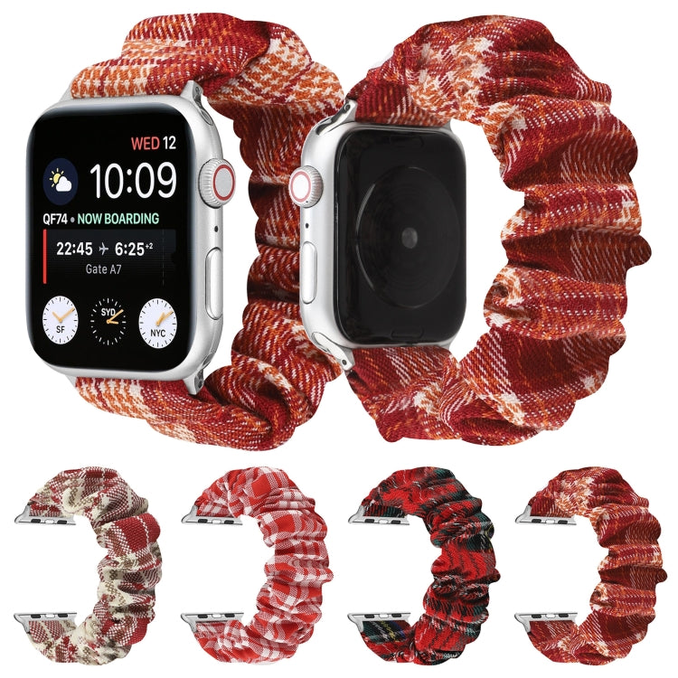 Checked Hair Tie Watch Band For Apple Watch Series 9&8&7 41mm / SE 3&SE 2&6&SE&5&4 40mm / 3&2&1 38mm(Orange) by bashfashion