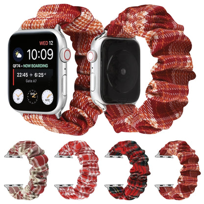 Checked Hair Tie Watch Band For Apple Watch Series 9&8&7 41mm / SE 3&SE 2&6&SE&5&4 40mm / 3&2&1 38mm(Orange) by bashfashion