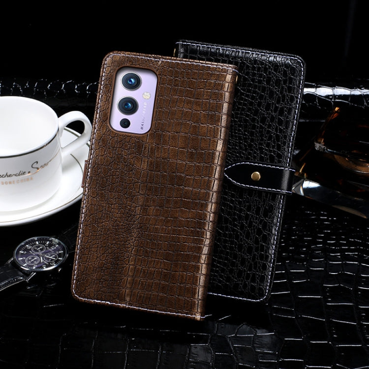 For OnePlus 9 idewei Crocodile Texture Horizontal Flip Leather Case with Holder & Card Slots & Wallet(Black) by idewei