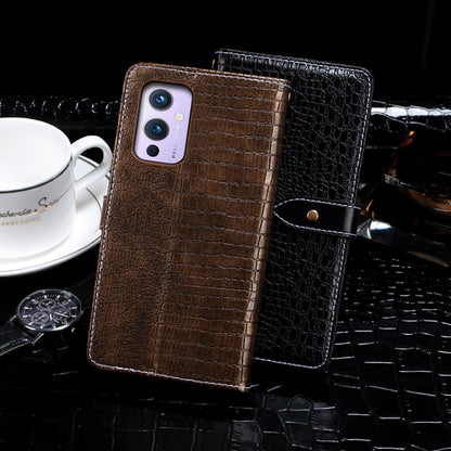 For OnePlus 9 idewei Crocodile Texture Horizontal Flip Leather Case with Holder & Card Slots & Wallet(Black) by idewei