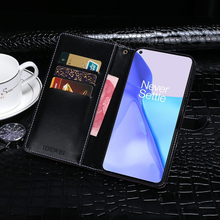 For OnePlus 9 idewei Crocodile Texture Horizontal Flip Leather Case with Holder & Card Slots & Wallet(Black) by idewei