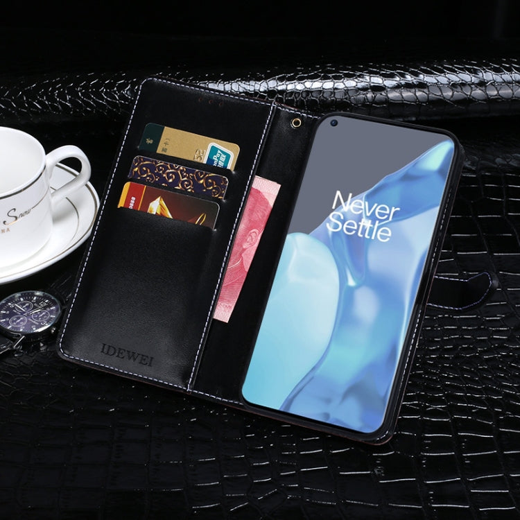 For OnePlus 9 Pro idewei Crocodile Texture Horizontal Flip Leather Case with Holder & Card Slots & Wallet(Dark Blue) by idewei