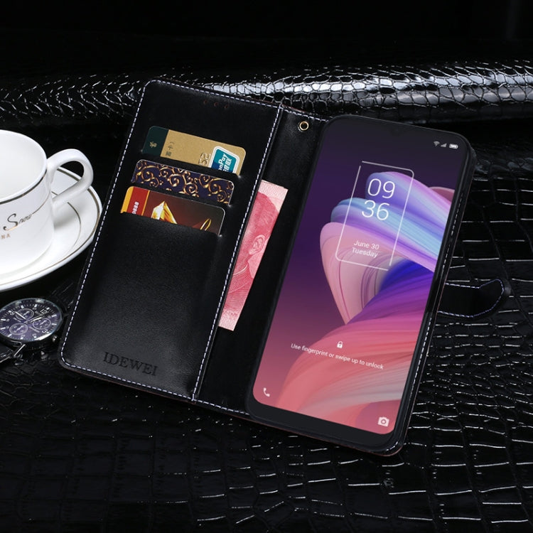 For TCL 10 SE idewei Crocodile Texture Horizontal Flip Leather Case with Holder & Card Slots & Wallet(Dark Blue) by idewei