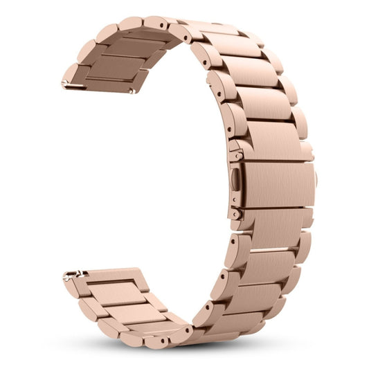 20mm Three Flat Buckle Stainless Steel Replacement Watchband for Samsung Galaxy Watch Active 2 / Amazfit GTS 2(Rose Gold) by bashfashion