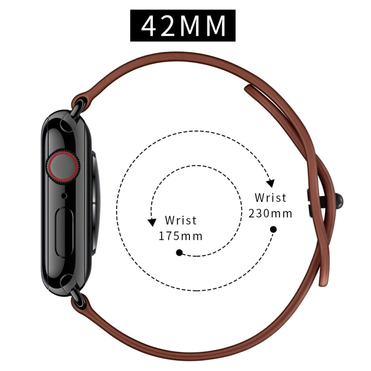 Double Hole Leather Watch Band For Apple Watch Series 7 45mm / 6 & SE & 5 & 4 44mm / 3 & 2 & 1 42mm(Dark Brown Crazy Horse) by bashfashion