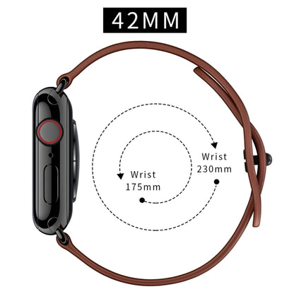 Double Hole Leather Watch Band For Apple Watch Series 7 45mm / 6 & SE & 5 & 4 44mm / 3 & 2 & 1 42mm(Dark Brown Crazy Horse) by bashfashion