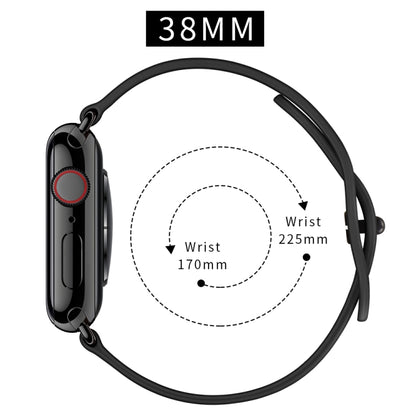 Double Hole Leather Watch Band For Apple Watch Series 7 41mm / 6 & SE & 5 & 4 40mm / 3 & 2 & 1 38mm(Black) by bashfashion
