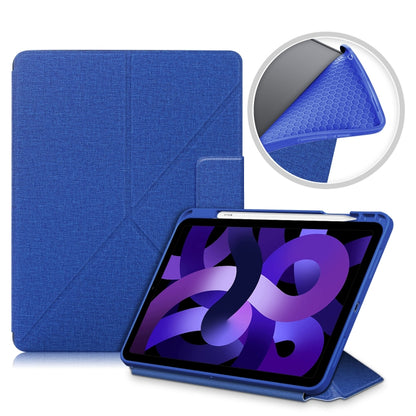 For iPad Air 2022 / 2020 10.9 / Pro 11 (2018) Cloth Texture Multi-folding Horizontal Flip PU Leather Shockproof Case with Holder & Sleep / Wake-up Function(Blue) by bashfashion