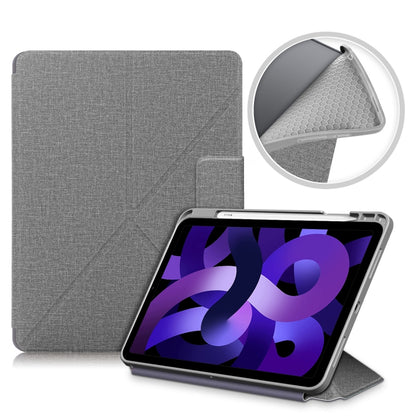 For iPad Air 2022 / 2020 10.9 / Pro 11 (2018) Cloth Texture Multi-folding Horizontal Flip PU Leather Shockproof Case with Holder & Sleep / Wake-up Function(Grey) by bashfashion