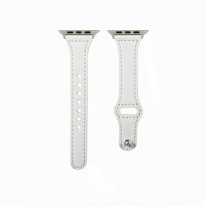 Universal T-shaped Thin Reverse Buckle Leather Watch Band For Apple Watch Ultra 49mm&Watch Ultra 2 49mm / Series 9&8&7 45mm / SE 3&SE 2&6&SE&5&4 44mm / 3&2&1 42mm(White) by bashfashion