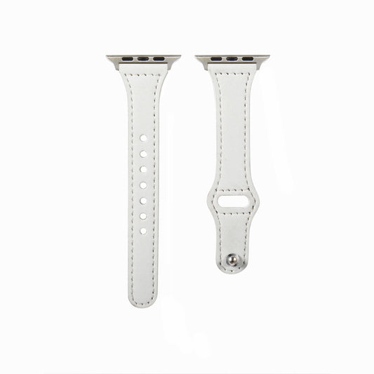 Universal T-shaped Thin Reverse Buckle Leather Watch Band For Apple Watch Series 9&8&7 41mm / SE 3&SE 2&6&SE&5&4 40mm / 3&2&1 38mm(White) by bashfashion