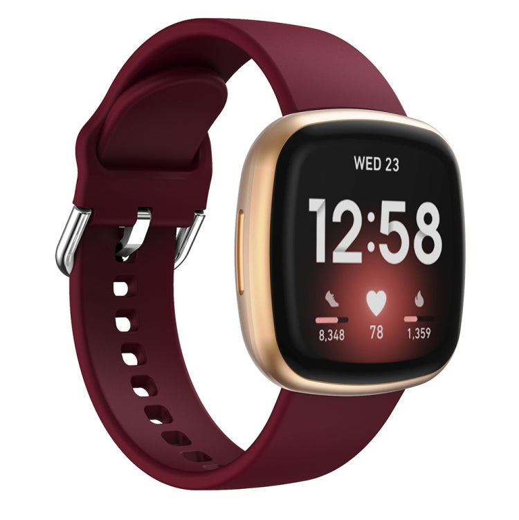 For Fitbit Versa 3 Silicone Watch Band(Wine Red) by bashfashion
