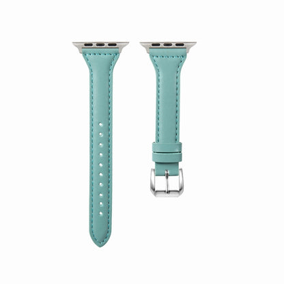 Universal T-shaped Thin Leather Watch Band For Apple Watch Series 7 41mm / 6 & SE & 5 & 4 40mm / 3 & 2 & 1 38mm(Green) by bashfashion