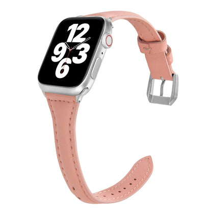 Universal T-shaped Thin Leather Watch Band For Apple Watch Series 7 41mm / 6 & SE & 5 & 4 40mm / 3 & 2 & 1 38mm(Pink) by bashfashion