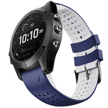 For Garmin Fenix 6 Two-color Silicone Round Hole Quick Release Watch Band(Blue White) by bashfashion