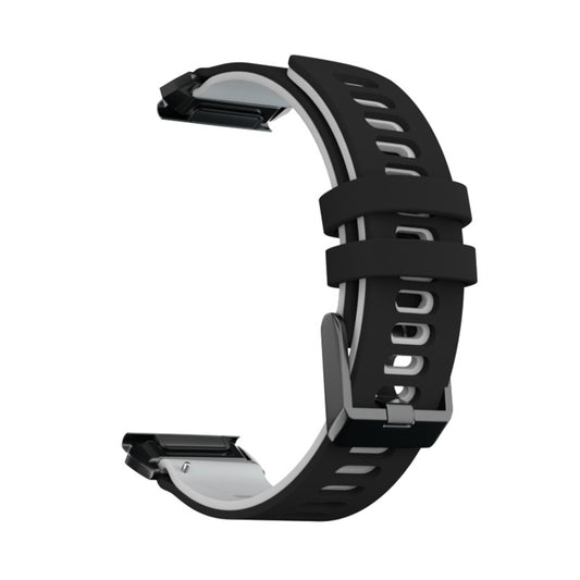 For Garmin Fenix 6X Two-color Silicone Quick Release Watch Band(Black Grey) by bashfashion