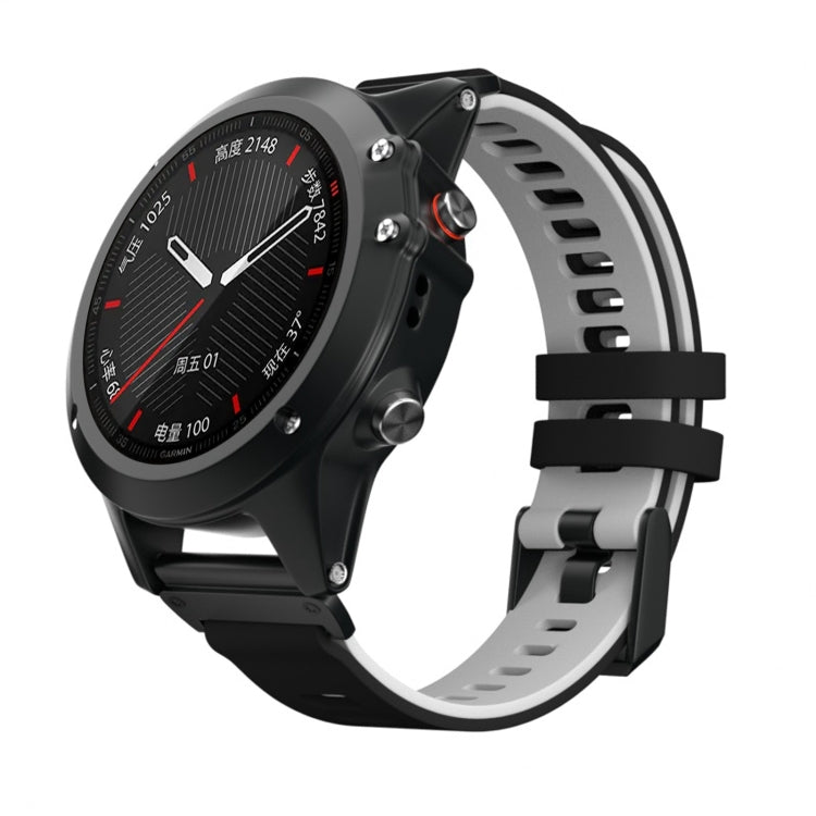 For Garmin Fenix 6X Two-color Silicone Quick Release Watch Band(Black Grey) by bashfashion