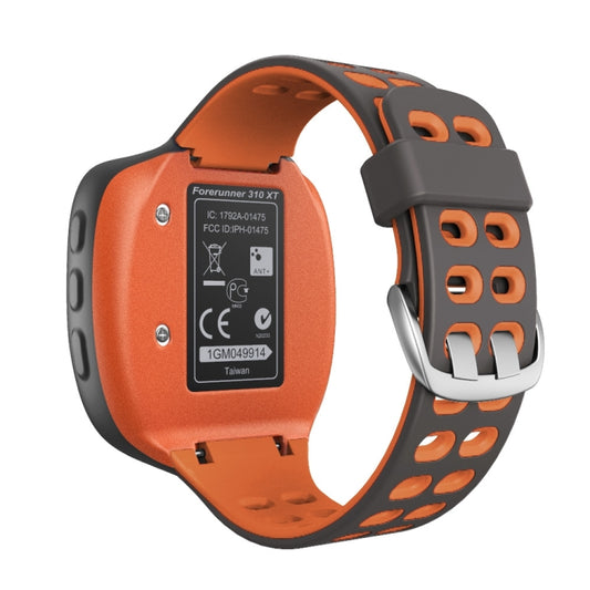 For Garmin Forerunner 310XT Two-color Silicone Watch Band(Grey Orange) by bashfashion