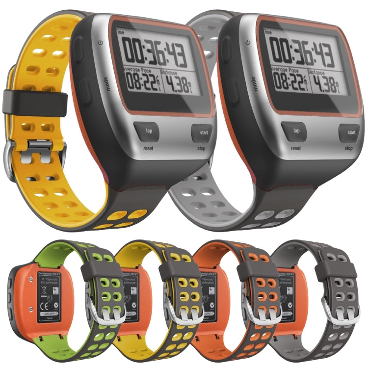 For Garmin Forerunner 310XT Two-color Silicone Watch Band(Grey Orange) by bashfashion