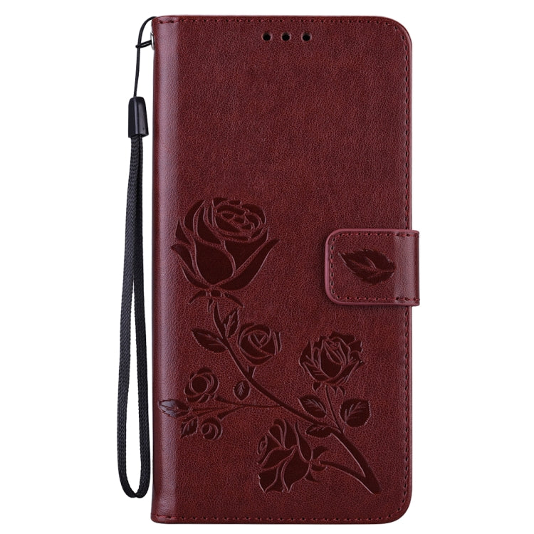 For Huawei P smart 2021 Rose Embossed Horizontal Flip PU Leather Case with Holder & Card Slots & Wallet(Brown) by AutSpace