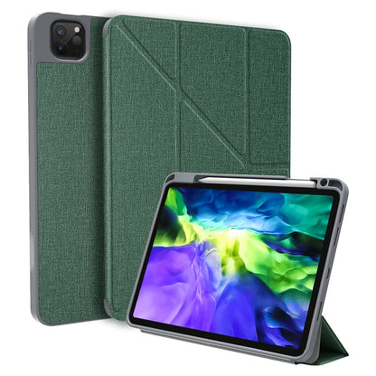 For iPad Pro 11 2022 / 2021 / 2020 MMutural Multi-fold Smart Leather Tablet Case(Dark Green) by Mutural