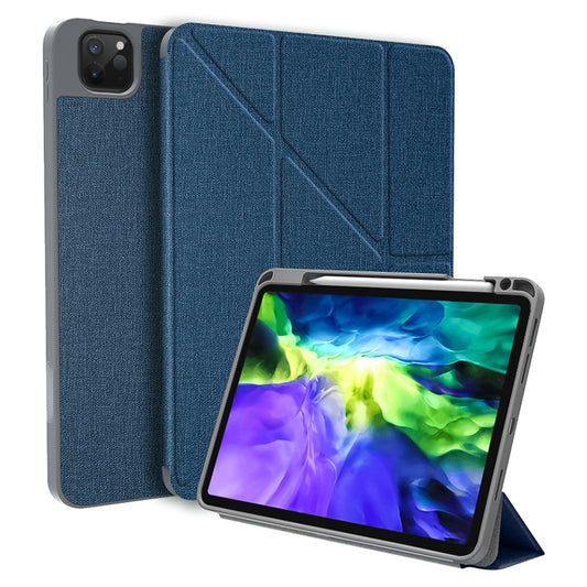 For iPad Pro 11 2022 / 2021 / 2020 Mutural Multi-fold Smart Leather Tablet Case (Blue) by Mutural