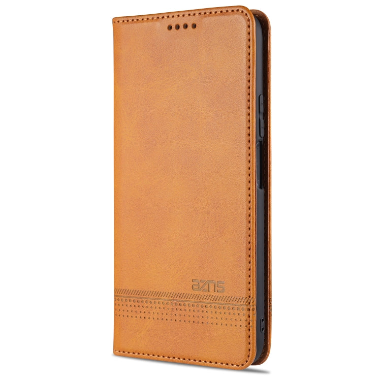 For Huawei Y7a AZNS Magnetic Calf Texture Horizontal Flip Leather Case with Card Slots & Holder & Wallet(Light Brown) by AZNS