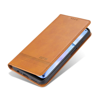 For Huawei Y7a AZNS Magnetic Calf Texture Horizontal Flip Leather Case with Card Slots & Holder & Wallet(Light Brown) by AZNS