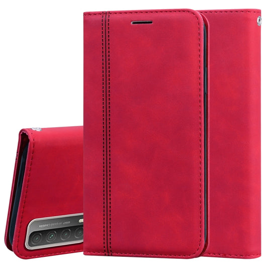 For Huawei P smart 2021 Frosted Business Magnetic Horizontal Flip PU Leather Case with Holder & Card Slot & Lanyard(Red) by AutSpace