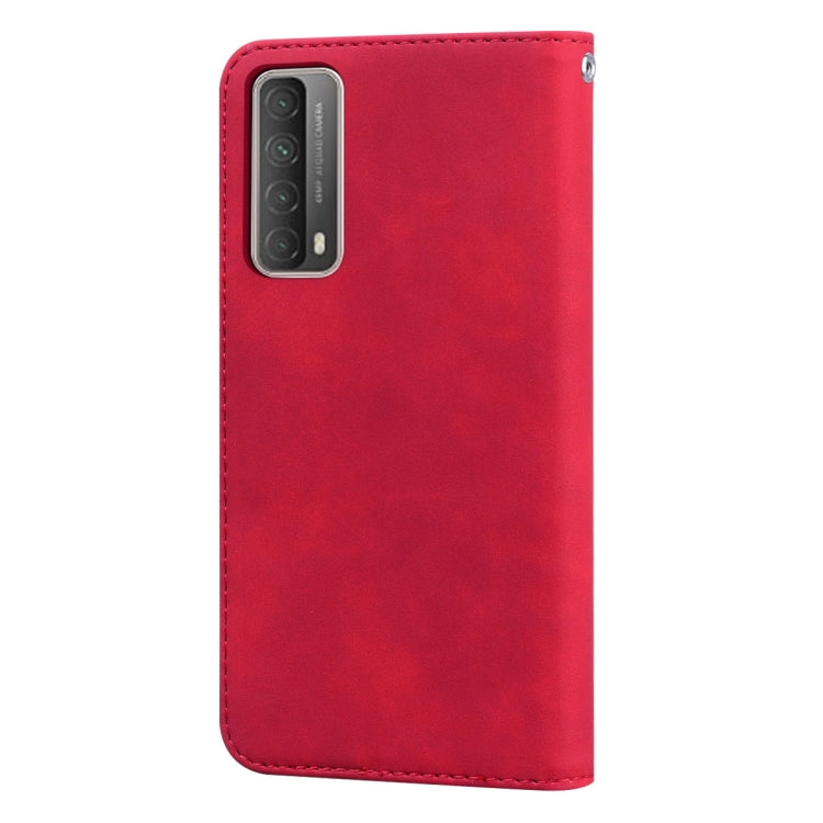 For Huawei P smart 2021 Frosted Business Magnetic Horizontal Flip PU Leather Case with Holder & Card Slot & Lanyard(Red) by AutSpace