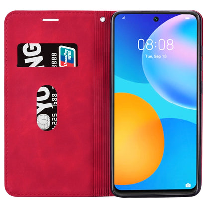 For Huawei P smart 2021 Frosted Business Magnetic Horizontal Flip PU Leather Case with Holder & Card Slot & Lanyard(Red) by AutSpace