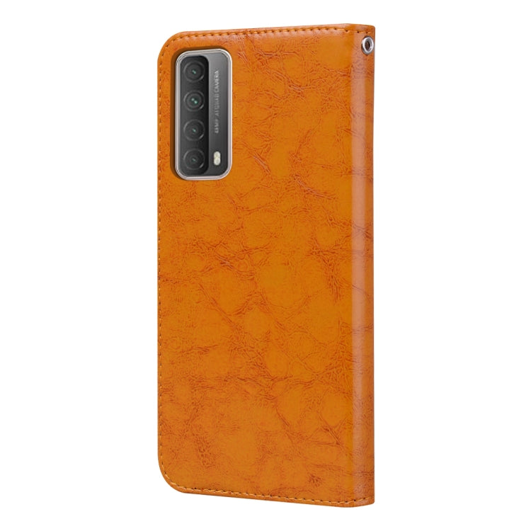 For Huawei P smart 2021 Business Style Oil Wax Texture Horizontal Flip Leather Case with Holder & Card Slots & Wallet(Yellow) by AutSpace