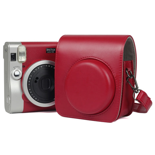 Solid Color PU Camera Bag with Shoulder Strap for Fujifilm Instax mini 90(Red) by bashfashion