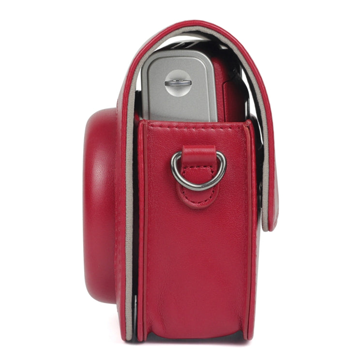 Solid Color PU Camera Bag with Shoulder Strap for Fujifilm Instax mini 90(Red) by bashfashion