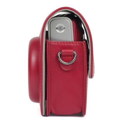 Solid Color PU Camera Bag with Shoulder Strap for Fujifilm Instax mini 90(Red) by bashfashion