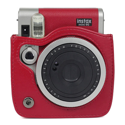 Solid Color PU Camera Bag with Shoulder Strap for Fujifilm Instax mini 90(Red) by bashfashion