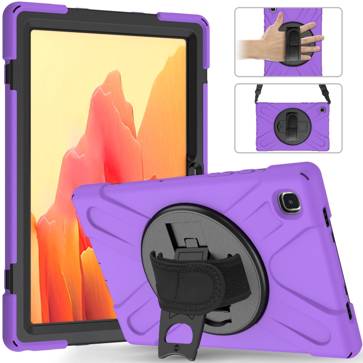 For Samsung Galaxy Tab A7 10.4 2020 T500 / T505 Shockproof Colorful Silicone + PC Protective Case with Holder & Shoulder Strap & Hand Strap(Purple) by bashfashion